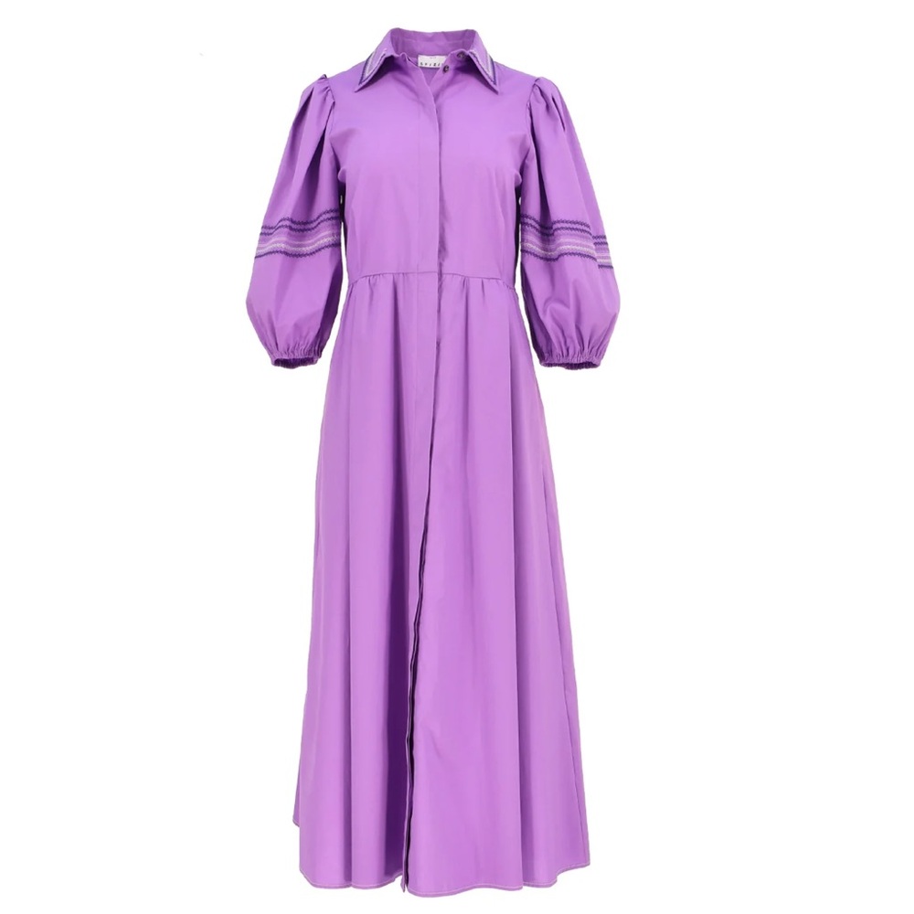 Sfizio Women's Chemisier Dress With Embroidery Amethyst. FAST SHIPPING!!!